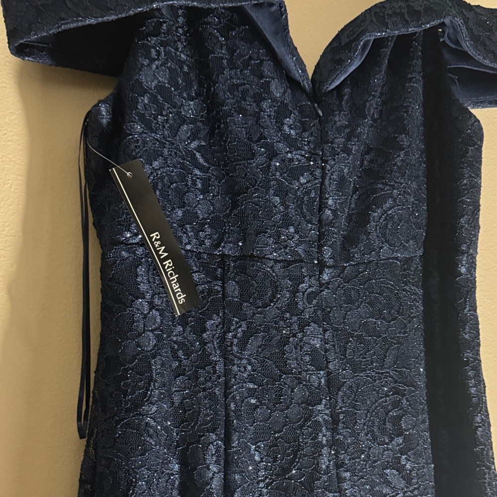R & M Richards Navy Lace Maxi Dress - Picture 3 of 4